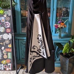 Black and white gown